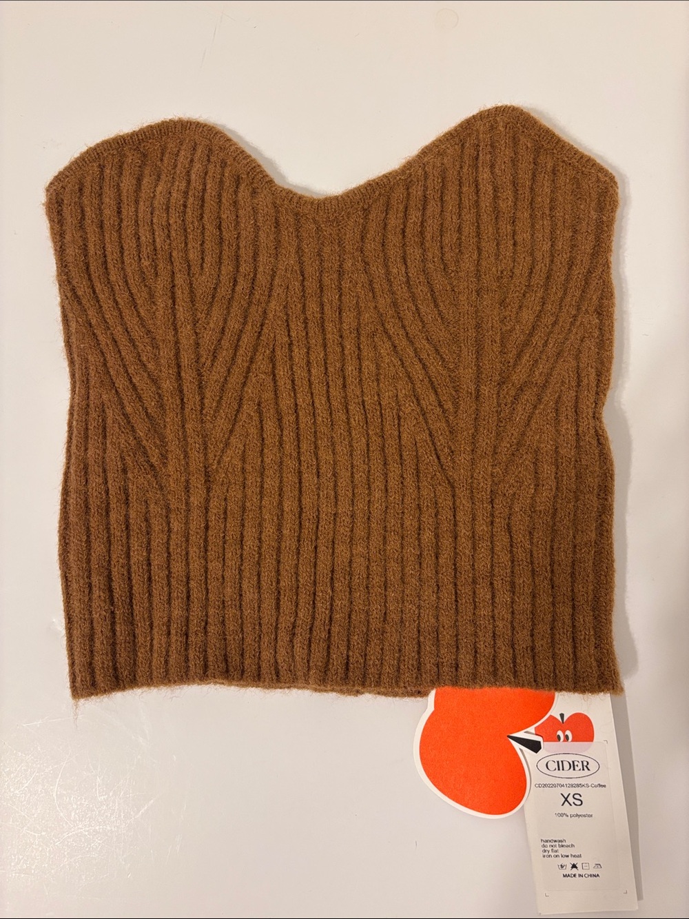 NWT Brown Ribbed Tube Top Sweater Top - XS